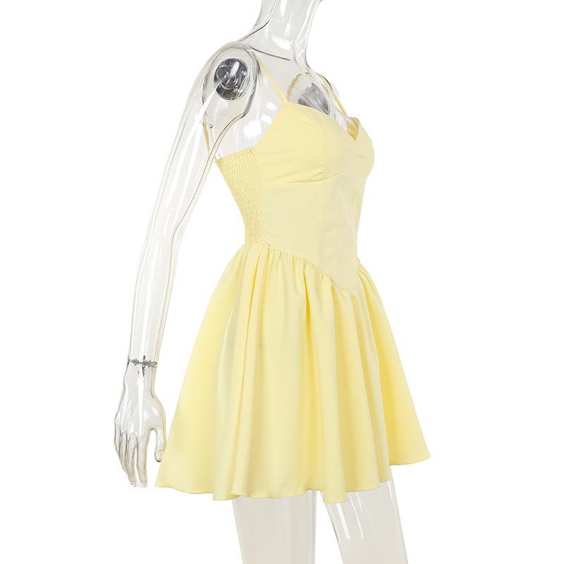 Летнее платье с утягивающей талией в европейском и американском стиле с юбкой А-силуэта