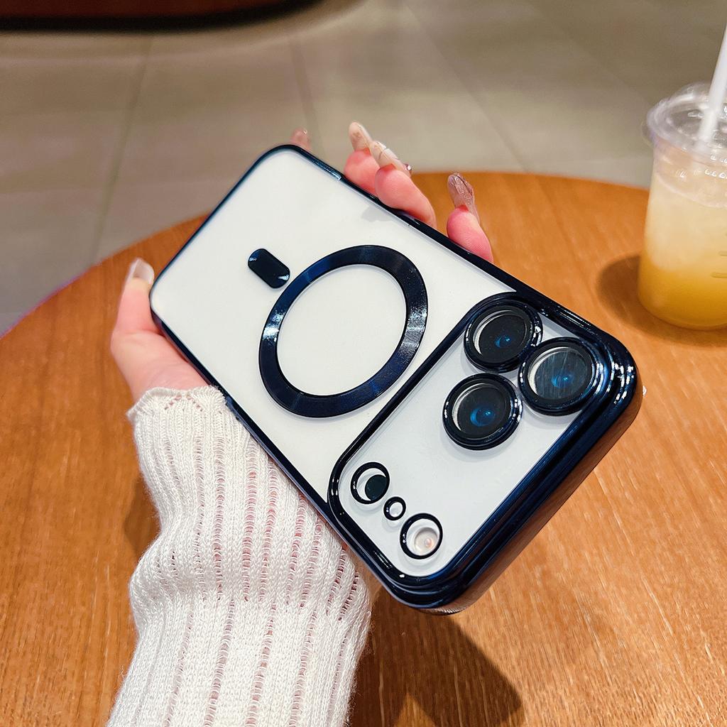 Роскошный чехол из мягкого силикона с гальваническим покрытием для Magsafe для iPhone 17 Air 16 15 14 13 12 Pro Max 11 Plus Магнитная защитная крышка для камеры