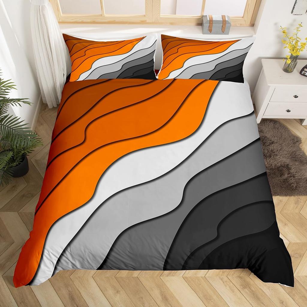Hawaiian Beach Abstract Duvet Cover King Size Ocean Wave Set Gradient Stripe Bedding Modern Minimalist Room Decor 3 Piece Set