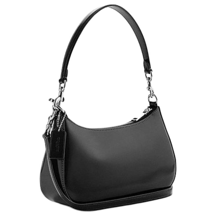 Coach Teri 25 Logo Zip Closure Leather Crossbody Shoulder Bag Medium Women bags Black CV938-SVBK