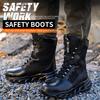 2024 High Top Men Safety Boots Anti Puncture Anti-smash Work Boots Outdoor Sports Hiking Mountain Combat Boots Protective Shoes