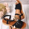 Модные ретро сандалии на плоской подошве с пряжкой для женщин больших размеров, мягкая подошва, нескользящие шлепанцы, 2025 лето, легкие, удобные, на платформе, пляжная обувь