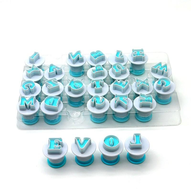 "Chou Kai 26-Piece Alphabet & Number Biscuit Mold Set for Fondant & Cake Decoration"