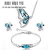 RUI RUI YU 3 шт./компл. Женская мода Кристалл Бабочка Алмазное ожерелье Серьги Браслет Набор