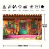 2D flat background fabric for the Mexican Carnival 1-piece - colorful guitars energetic door decorations and cactus motifs
