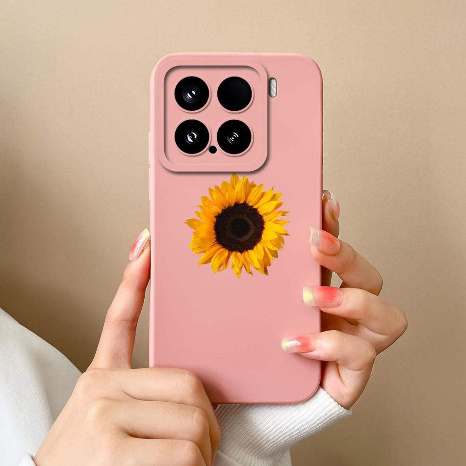Чехол-конфетница для телефона Xiaomi 15 Pro, корпус, мягкий жидкий силикон, улучшенная полная защита, задняя крышка с цветами для Xiaomi15 Pro, Чехол