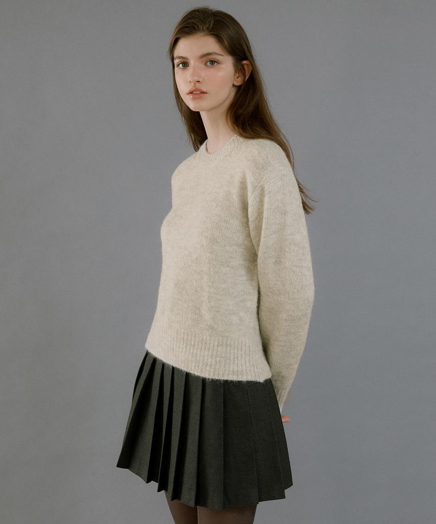LETTERA Round Neck Alpaca Knit_3Color