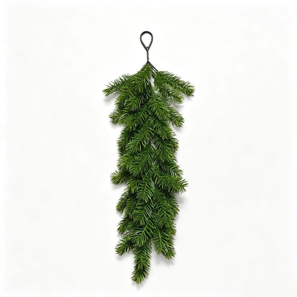 Poinsettia and Pine Needle Christmas Wall Hanging Decoration