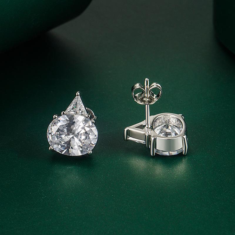 BELLA BOX Luxury Women Sky Blue Triangle Earrings Wedding Engagement Party Gift