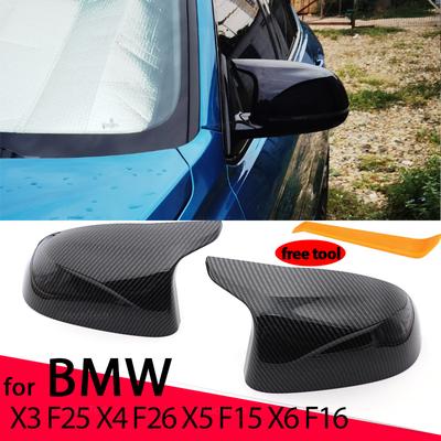 Накладка из углеродного волокна, черные боковые крышки зеркал для BMW F25 X3 F26 X4 F15 X5 F16 X6 14-18 M Style Look