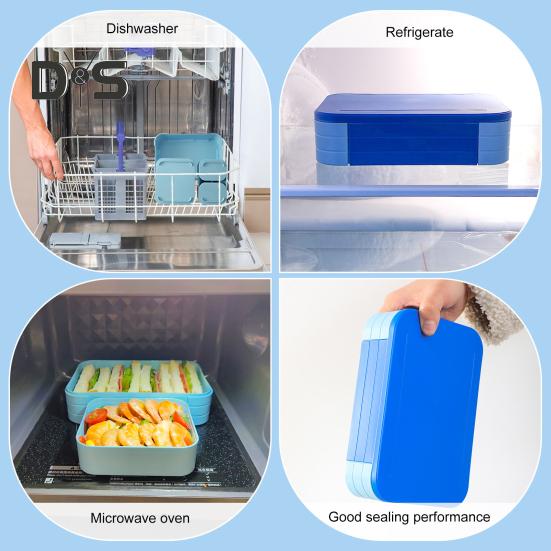 Ланч-бокс Bento для взрослых и детей, герметичный контейнер для ланча без бисфенола А, контейнер для планирования еды с несколькими отделениями