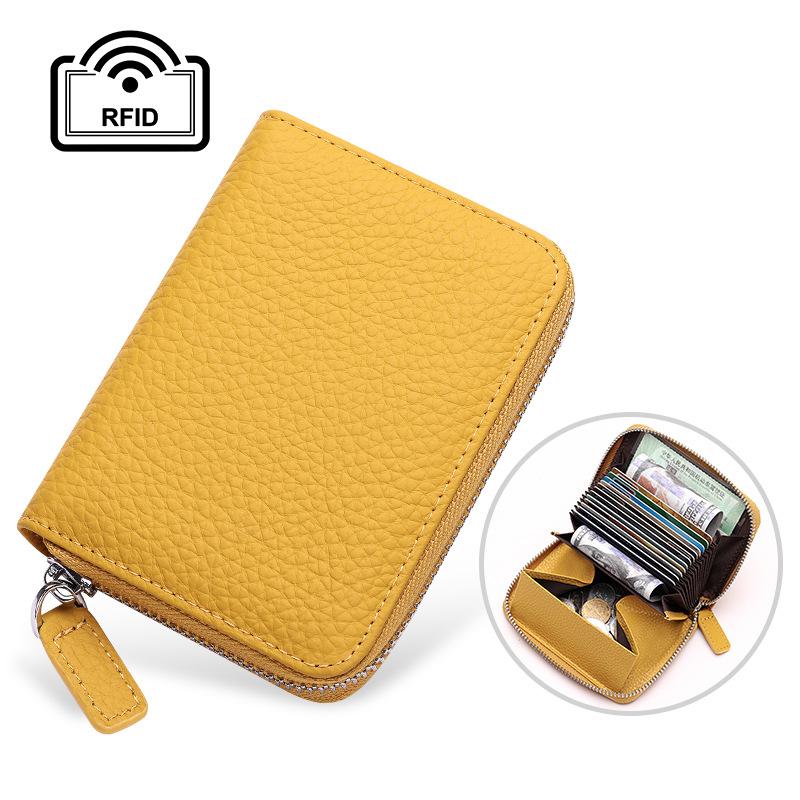 Rfid Card Holder 100% Genuine Leather Business Card Wallet Organ Card Bag Female Bag Japanese