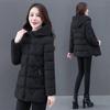 Winter Women's New Women's Cotton-padded Jacket Mid-length Slim and Thick Hooded Cotton Jacket