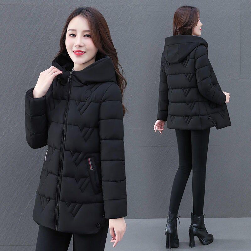 Winter Women's New Women's Cotton-padded Jacket Mid-length Slim and Thick Hooded Cotton Jacket