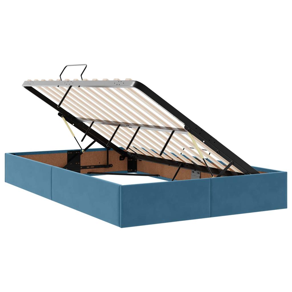 Storage Bed with Headboard Dark Blue 120 x 200 cm Velvet
