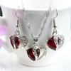 1 комплект/3 шт. (Колье + Серьги) Женский элегантный комплект ювелирных изделий, модный новый комплект украшений из красного циркония с темперой и полым сердцем в виде персика