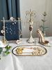 Storage Rack Brass Metal Edge Light Luxury Jewelry Display Rack Bedroom Dressing Table Desktop Decoration Necklace Earrings Ring