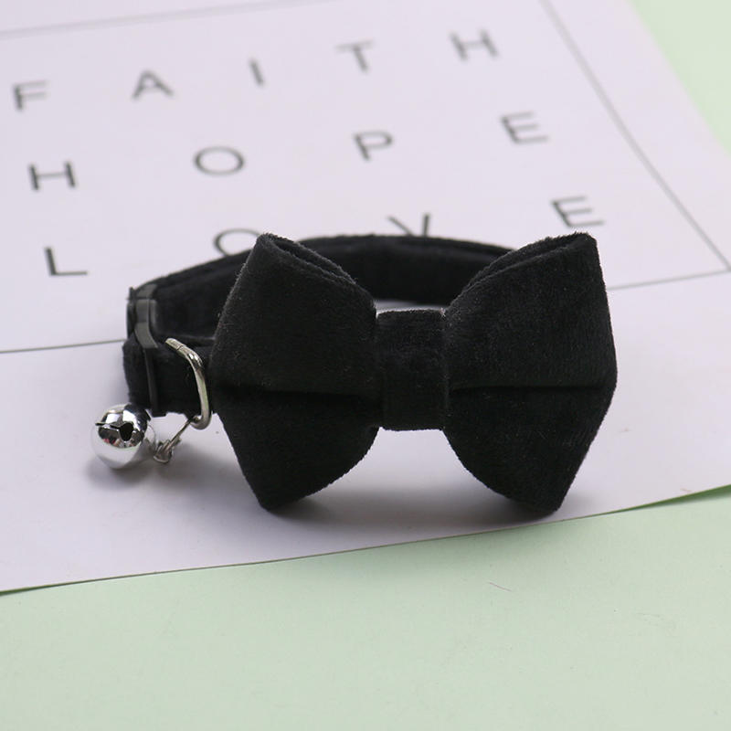 1 шт. Милый замшевый галстук-бабочка для питомца с колокольчиком, отрывной, регулируемый, однотонный безопасный ошейник для котенка, щенка