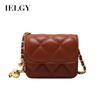 IELGY Women's Mini Simple Diamond Bag, Retro Korean Version Temperament Small Square Bag, Popular Single Shoulder Mouth Red Envelope.
