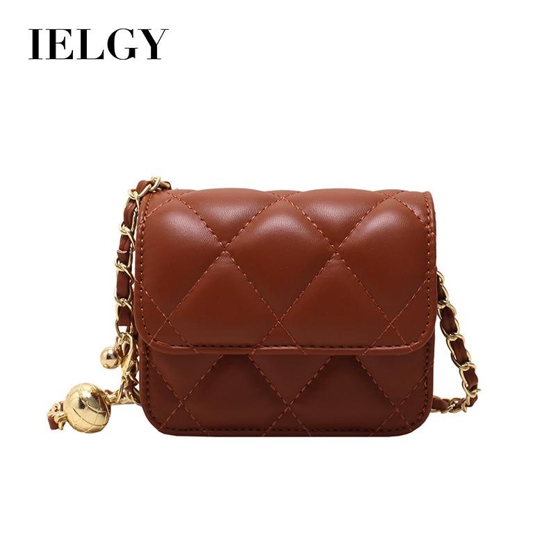 IELGY Women's Mini Simple Diamond Bag, Retro Korean Version Temperament Small Square Bag, Popular Single Shoulder Mouth Red Envelope.