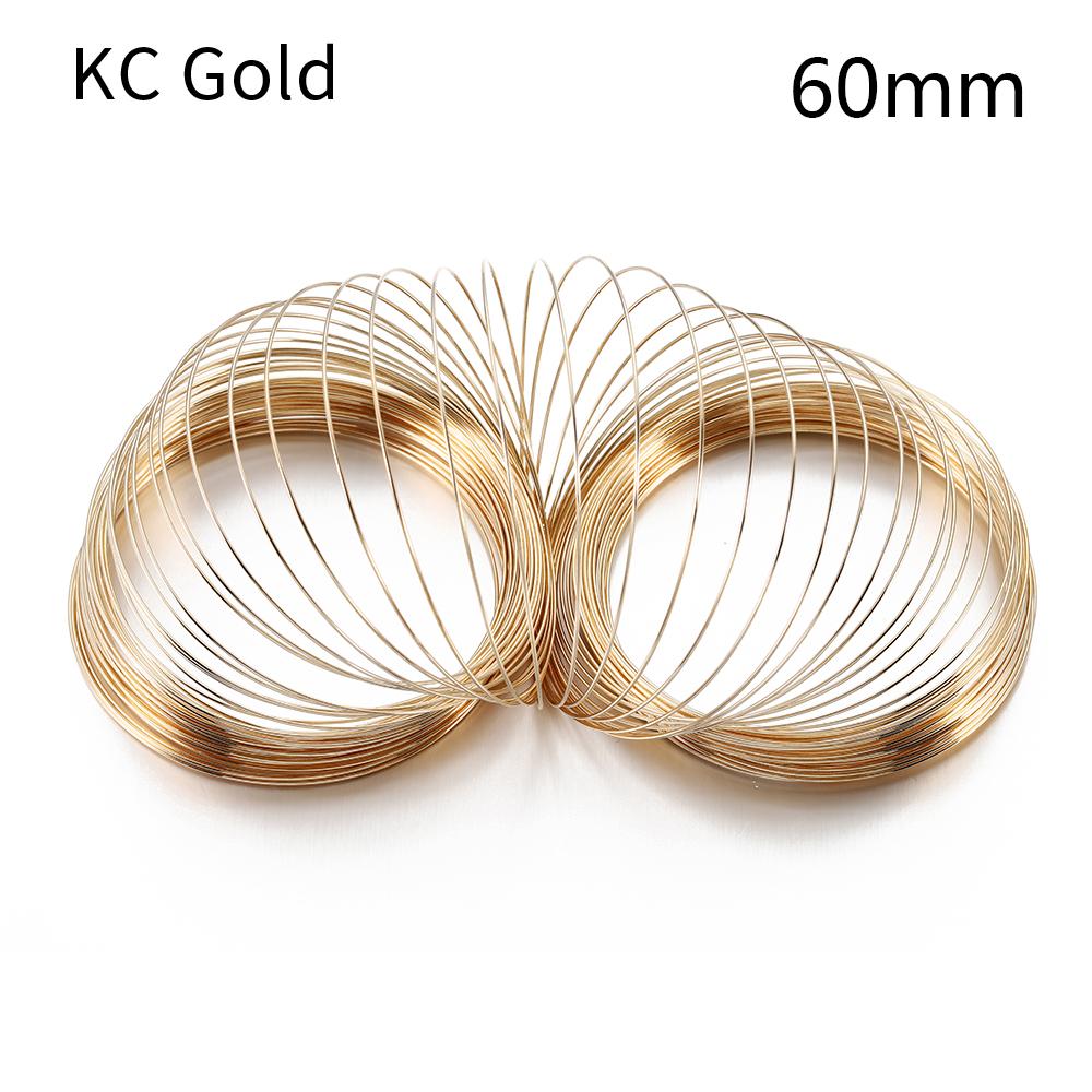 100 Loops Gold Steel Color Memory Wire 60mm Bracelet Bangle Loop 115mm Necklace Collar Hoop for Zircon Making DIY Accessories