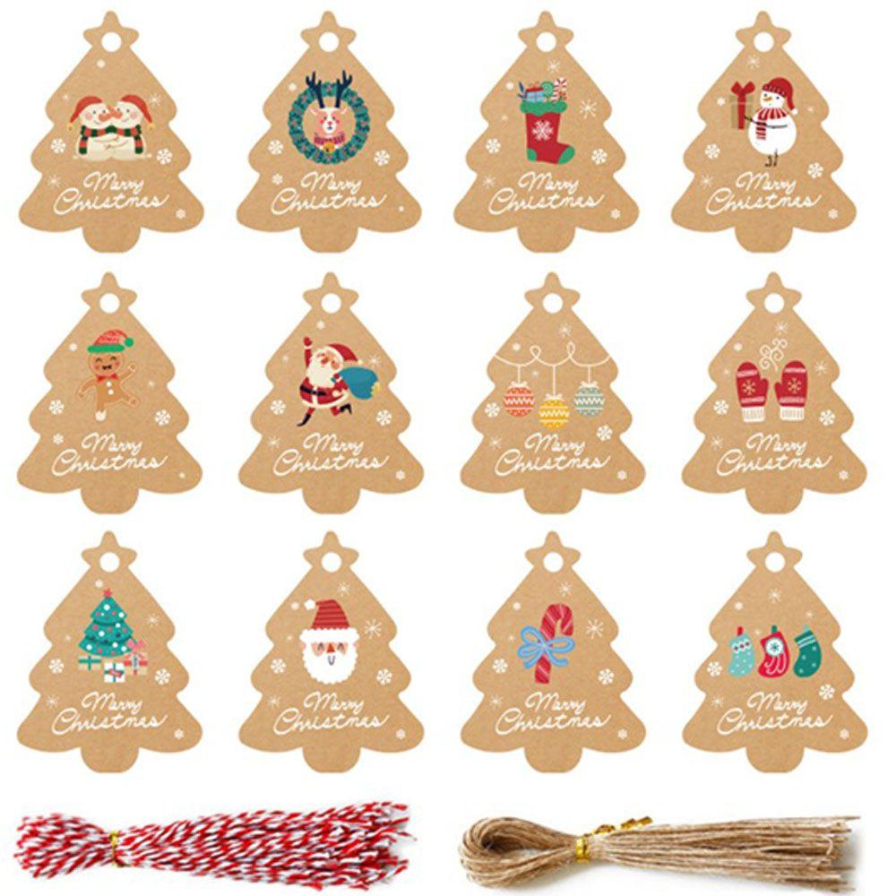 Wrapping Supplies DIY Elk Craft Label Christmas tree Shape Kraft paper Christmas Tags