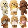Kawaii Teddy Dog Plush Toys Stuffed Dress  Animal Soft Lifelike Brown Dog  Dolls Decor Plushies Girls Boys Birthday Gifts Pillow
