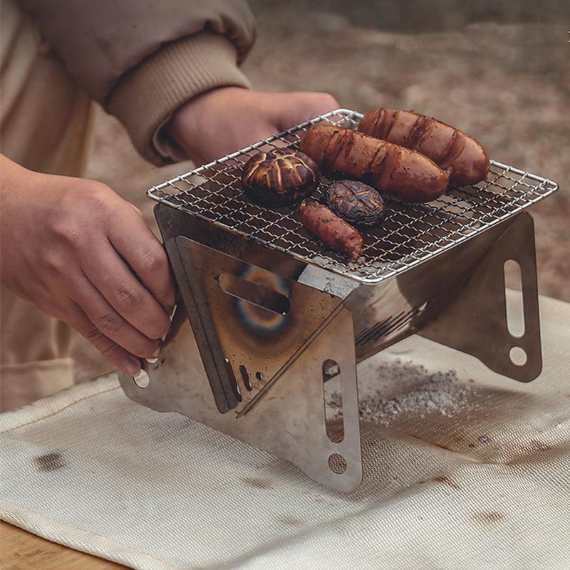 Открытый кемпинг мини-барбекю-гриль портативный складной карточный тип плита гриль-барбекю
