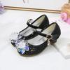 2024 Girl's High Heel Shoes for Party Wedding Kids Leather Shoe Luxury Rhinestone Children's Fashion Princess Causal Dress Shoes