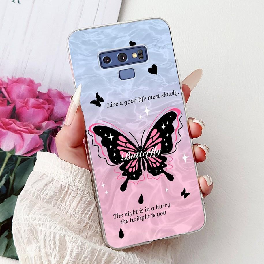 6.4" Case For Samsung Galaxy Note 9 Cover New Fashion Flower Butterfly Soft Slim Silicone TPU Phone Cover For Samsung Note9 Capa