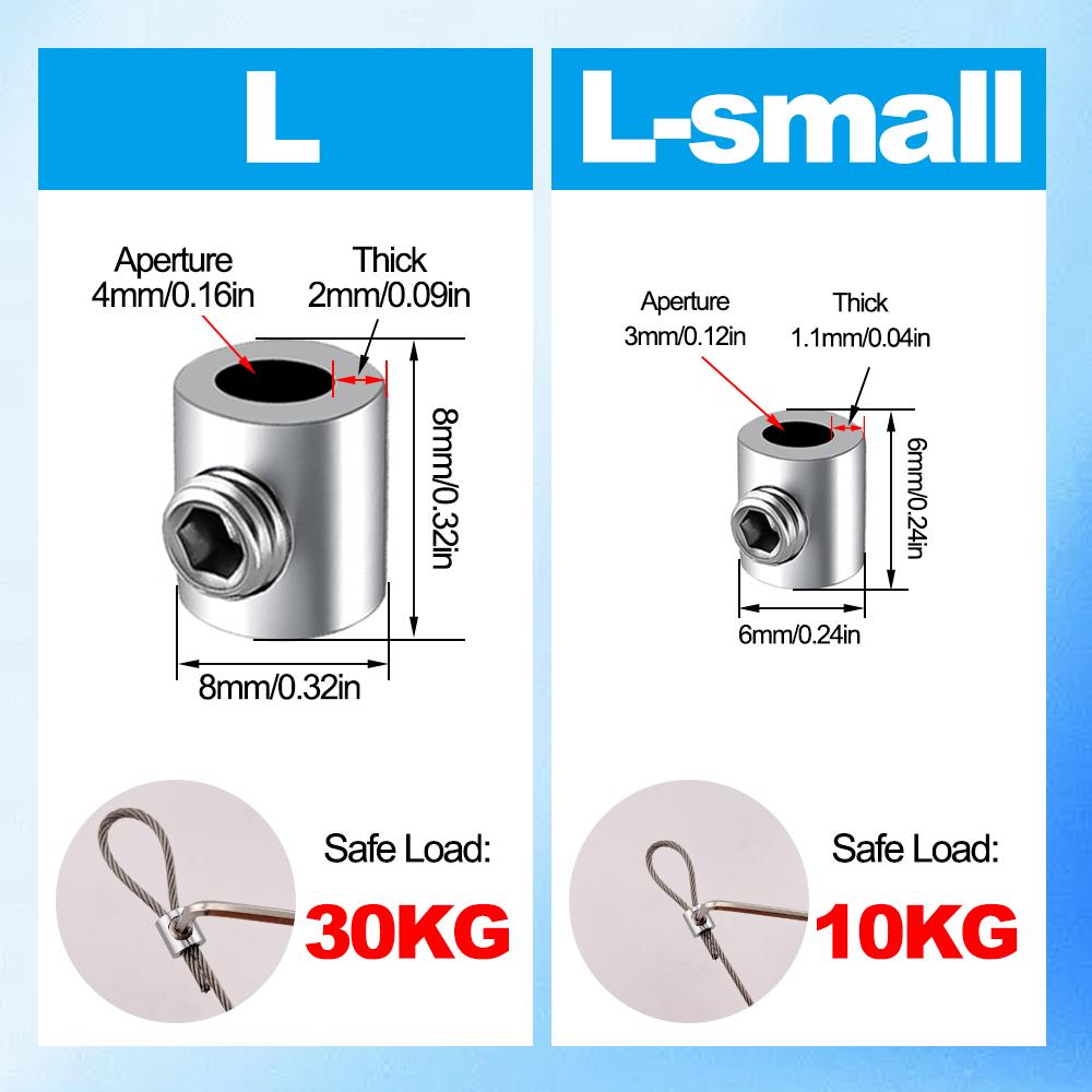 10pcs For 2mm Wire Rope Clamp Copper Suspension Clips Single Hole Retainer Clip Adjustable Screw Fixing Hardware Accessories