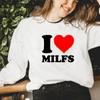 Толстовки с красным сердцем I Love Milfs, зимняя одежда, женская одежда Harajuku Kawaii, готическая одежда, повседневные толстовки с круглым вырезом, женская одежда