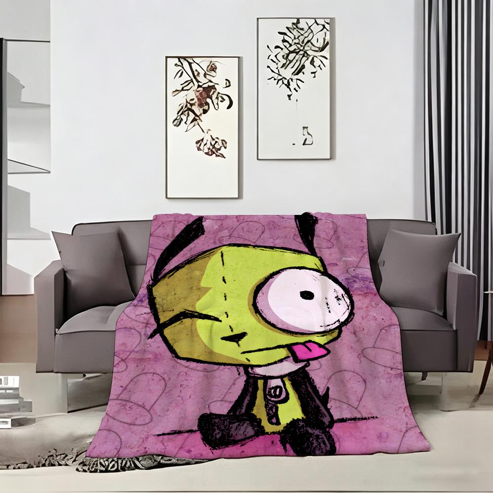 2D Рисованное Мультяшное Одеяло I-Invader Zim Легкое 240 г Фланелевое Мягкое Для Кожи Для Охлаждения Летом