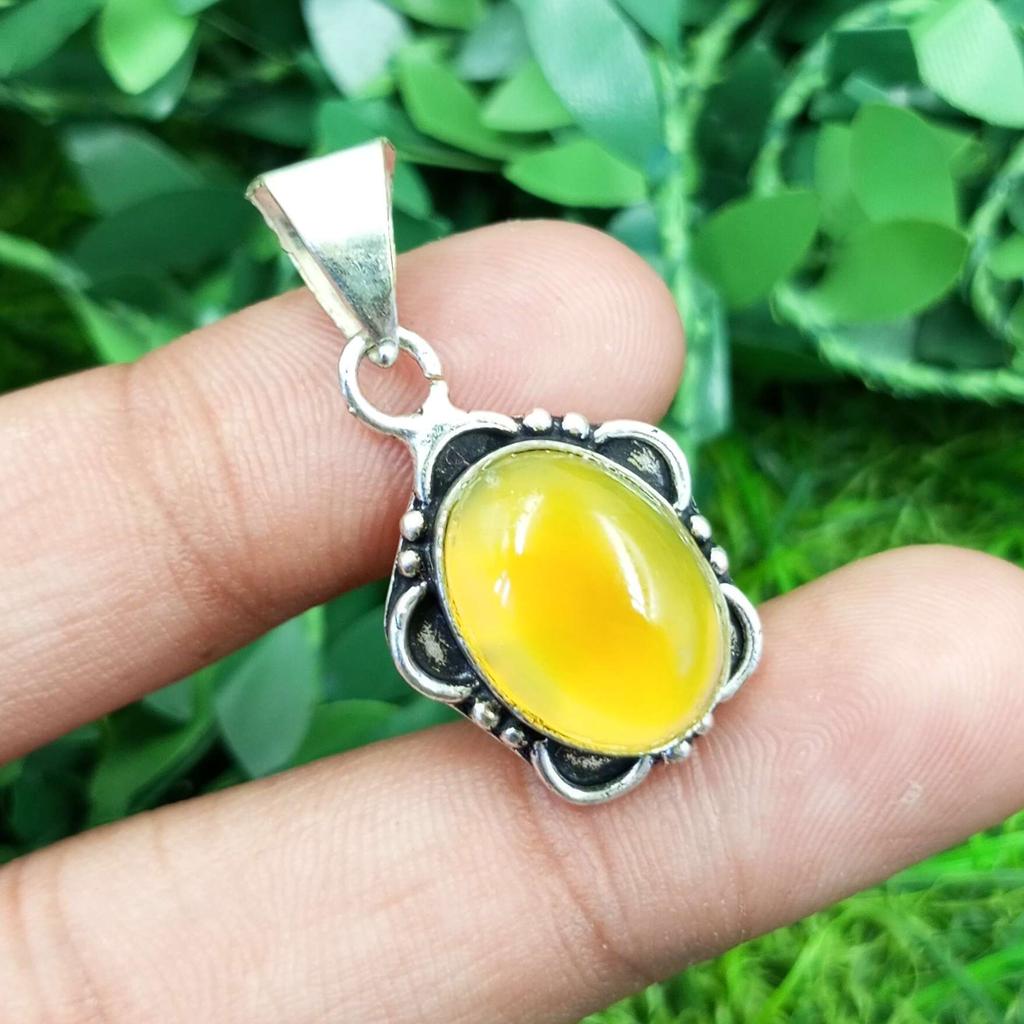 Желтый оникс, драгоценный камень, стерлинговое серебро 925 пробы, ожерелье, цепочка, кулон, ювелирные изделия NST-J2H12033