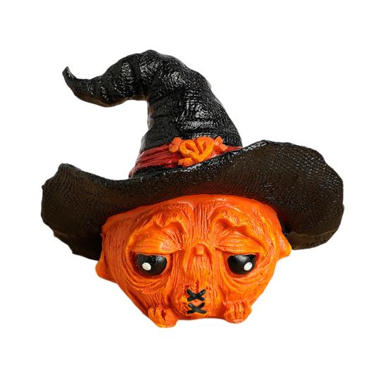 Mini Pumpkin Statue with Witch Hat Halloween Decoration Exquisite Workmanship Cute Pumpkin Figurine Table Festival Decoration