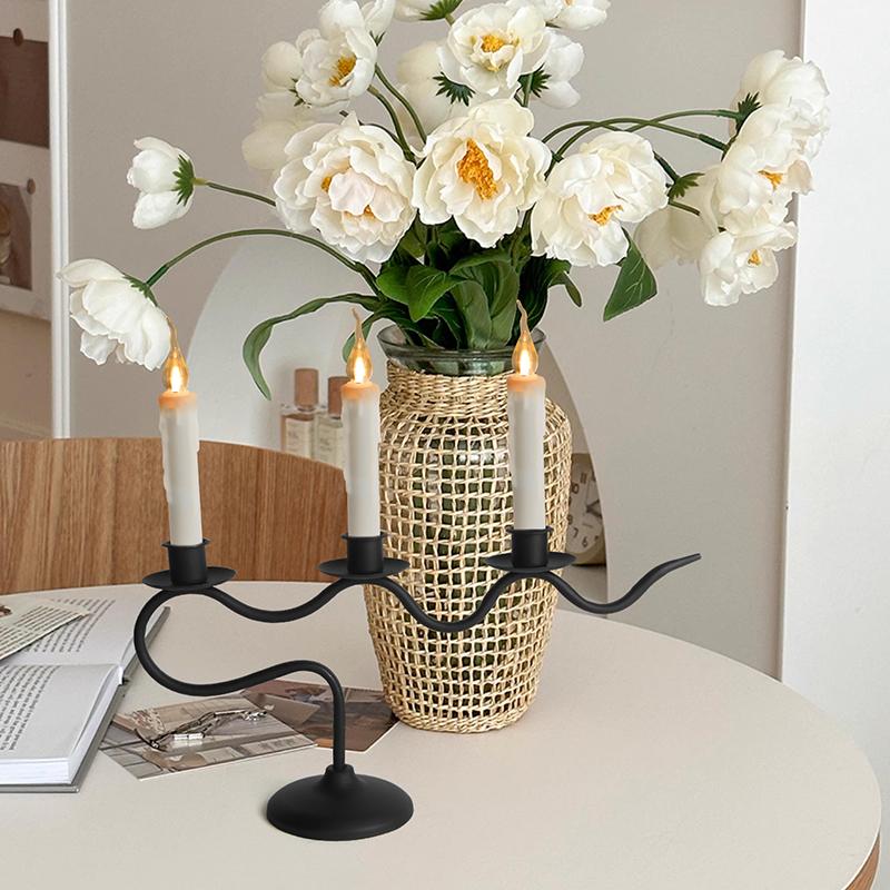 1 шт., украшение для столовой, подсвечник для ужина при свечах, железный арт-подсвечник для вечеринки, свадьбы, волнистый подсвечник в европейском стиле с тремя отверстиями