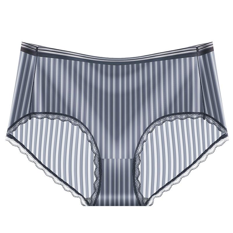 Fat and Plus Size Ice Silk Panties Sexy Transparent Lace Mid Waist Women’s Panties