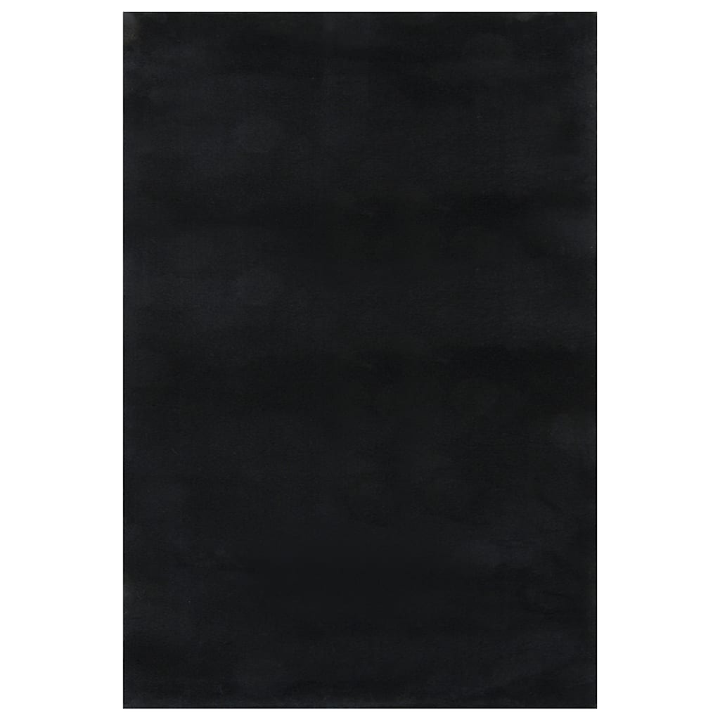 Washable Plush Short Pile Rug Non Slip Black