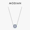 925 Sterling Silver Dazzling Blue Clear CZ Pendant Necklace Link Chain For Women Delicate Birthday Gift Fine Jewelry