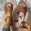 Fashion Fashionable Thong Casual Flat Sandals for Women Plus Size Women's Shoes New Style Braided Foot Elastic Band Roman Beach Shoes