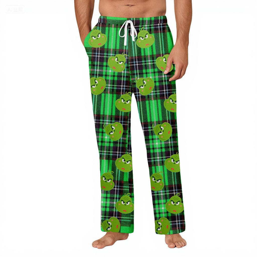 Men's Striped Plaid Print Pocket Casual Pants Home Pajama Pants