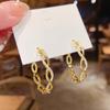 Huitan Twist Hoop Earrings for Women Daily Wear Statement Circle Earrings Metal  Color/Gold Color Luxury Trendy Jewelry