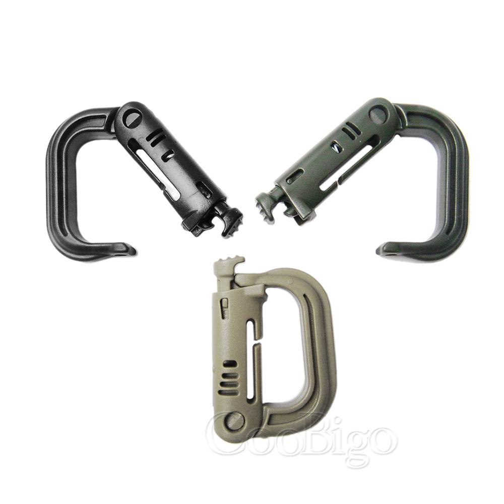 50pcs Plastic D Ring Grimlock Carabiner Clips Molle Tactical Backpack Snap Lock Webbing Buckle Keychain Hook Outdoor Accessories