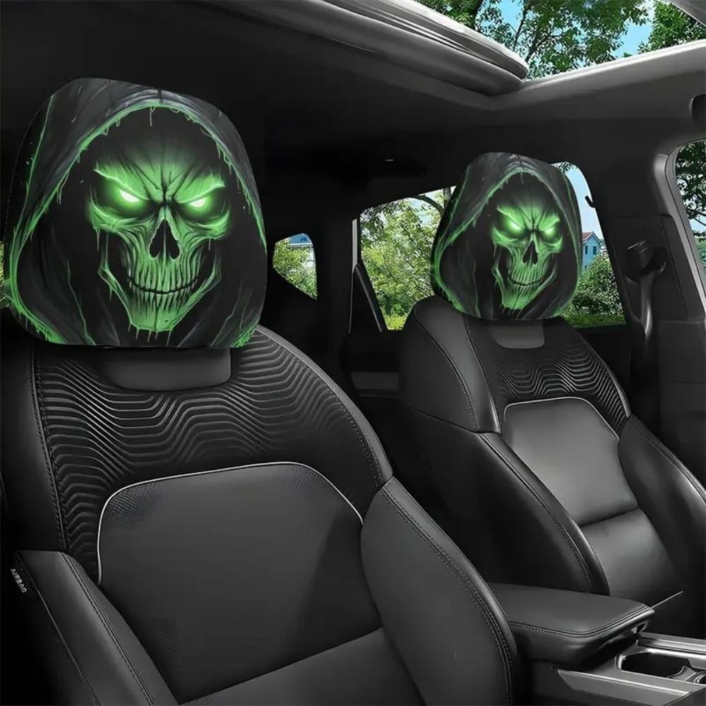 2PCS Elastic Halloween Car Headrest Covers Auto Interior Decoration Cover Decoration