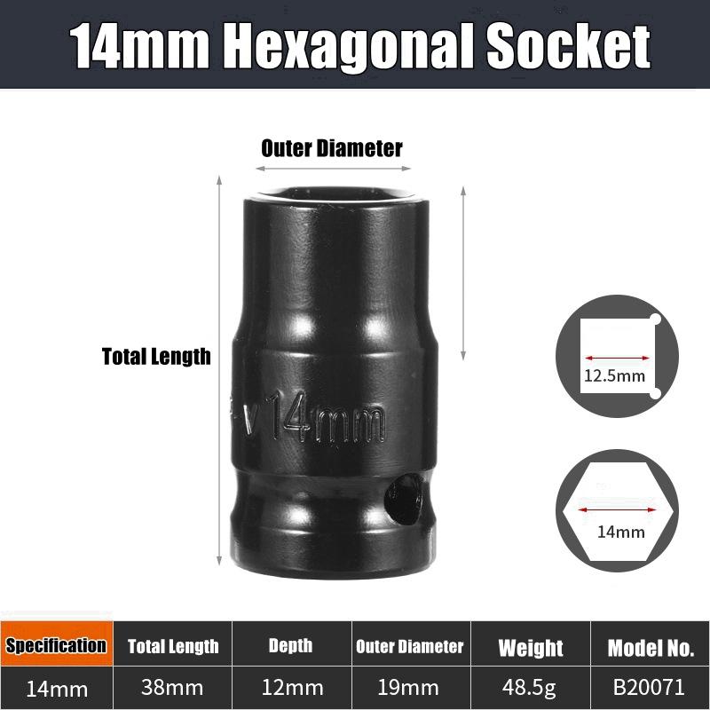 Набор глубоких ударных головок 1/2" Привод Метрический ключ Черная головка Глубокая ударная головка Пневматическая головка Инструменты для снятия шин