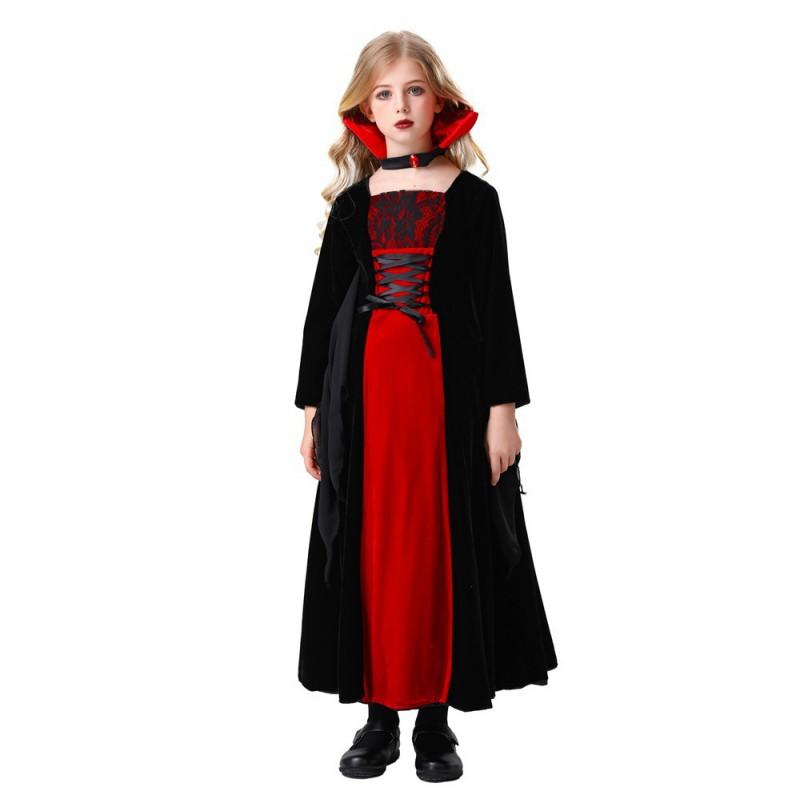 Girls Halloween Cosplay Queen Devil Dress Set Kids Party Role Play Costume 120-150