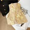 Жилет женский 2025 лето темпераментный универсальный тюль вышитый без рукавов ретро высококлассный солнцезащитный топ