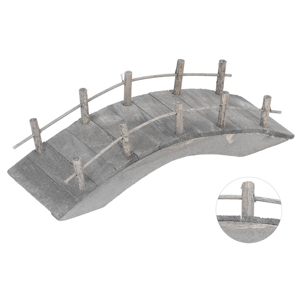 Mini Wooden Arch Bridge 1:12 Dollhouse Arc Bridge Miniature Landscaping Ornaments with Railings