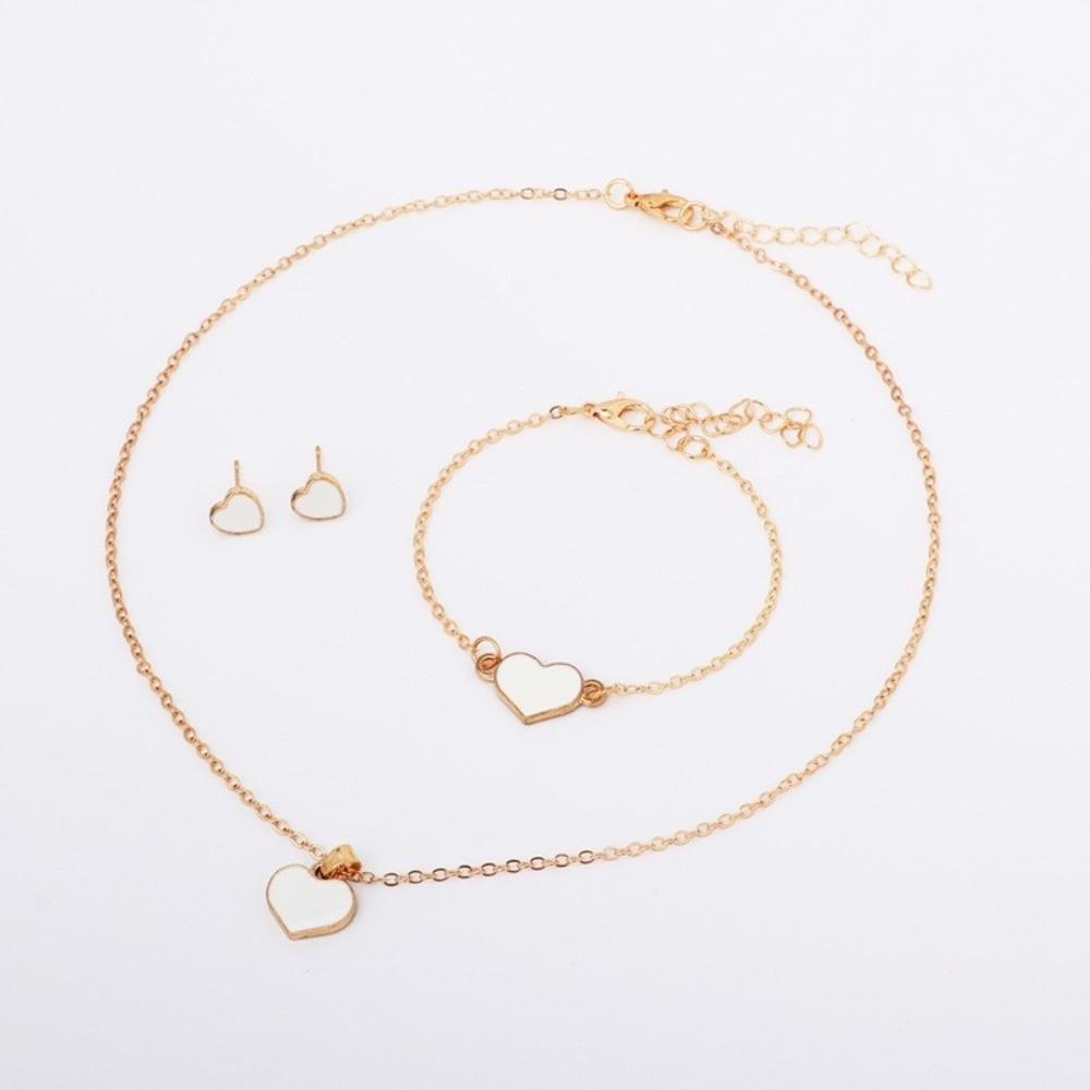 Elegance Style Butterfly Jewelry Set Minimalist Dripping Oil Heart Necklace Ring Set Artistic Design Creative