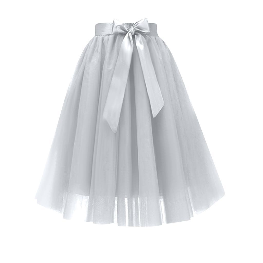 Women's Fashion Color Half Length Skirt Chiffon Skirt A -Layer Mesh Puff Skirt Evening Party Skirt Formal Ball Skirt